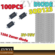 100pcs Voltage Regulator Diode 5.1V 12V 15V 18V 3.3V BZT52C5V1 SOD123 WH WJ W8 Diode BZT52C2V0 BZT52