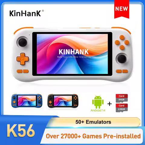 Handheld Game Console K56 5.5'' Touch Screen 50 Emulators 27000 Games PS1/PSP/DC/SS Android 14 5000m