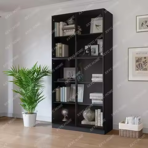 Y Display Cabinet,5 Tier Display Case with 4 Glass Doors,78.7Tall Curio Cabinets Display Shelf for C