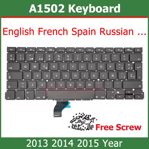 New A1502 Replacement Keyboard with Screw For Macbook Pro Retina 13" A1502 Keyboard 2015 2014 2013 Y