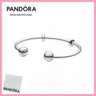 [Duty Free] PANDORA 100% Latest S925 Pure Silver Jewelry2 Pandora Moments Open Bangle 596477