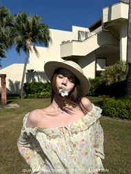 Girly Hazy Floral Chiffon One-Shoulder Ruffled Top