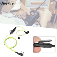 UTOPIAS Earphone PTT Mic, Two Way Radio ABS Earpiece, 2 Way 2 Pin Walkie Talkie Earphones for Kenwoo