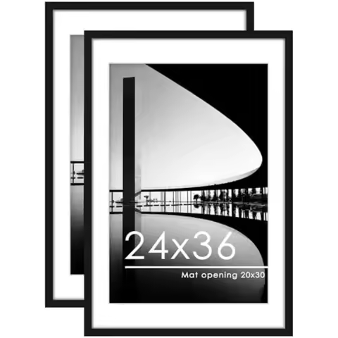 Poster Frame Set of 2 Display Pictures 20 x 30 with Mat or 24 x 36 without Mat Poster Frames 24 x 36