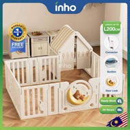 INHO Foldable Gaming Kids Fence With Small House Safety Baby Playpen Fence Kids Game Activity Center