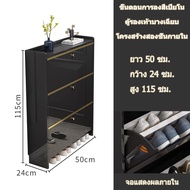 five furnitures ตู้รองเท้า ประหยัดพื้นที่ ความกว้าง 50/100 ซม. มีสีดำและสีขาว โครงไม้เนื้อแข็ง วัสดุ