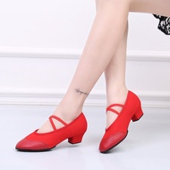 Summer New Square Dance Shoes Dancing Shoes Women's Red Soft Bottom Canvas Non Slip Teachers' Shoes Cloth Shoes Workout Dancing Shoes