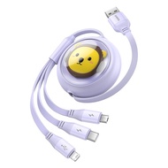 Baseus Leo Retractable Charging Cable 3-in-1 USB to M+L+C 3.5A (1.1m) For Iphone, Tablet, Macbo