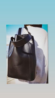 simple.she 大容量真皮背包 單肩包 深藍/灰/卡其