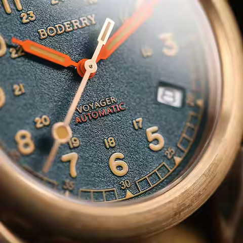Boderry VOYAGER Field Watches Bronze Case Automatic For Seiko NH35 Watch 100M Waterproof Clock Milit