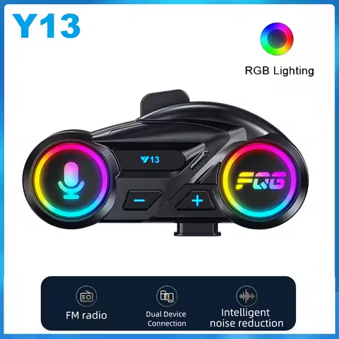 Y13 Motorcycle Helmet Headset Bluetooth Chip V6.0 Stereo 7 Cool Lighting Effects CVC+DSP Noise Reduc