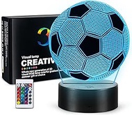 CENOVE Football Gifts for Boys Girls 3D Night Light with 16 Colours Change by Remote Control, Footba