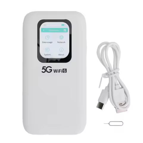 5G WiFi 6 Mobile Hotspot Router with Nano SIM Card Slot Connects Up To 16 Devices 2.01in Touch Scree