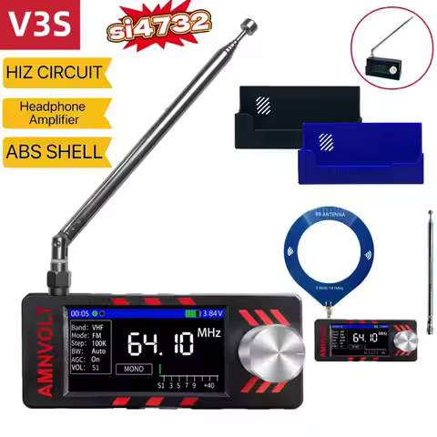 Upgraded V3S AMNVOLT Mini SI4732 DSP Radio Receiver FM AM SSB LSB USB Full Band Pocket Radio with Hi