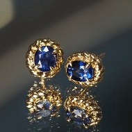18K金藍寶石編織耳環 18K Gold Blue Sapphire Braid Earrings