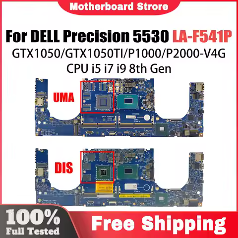 For Dell Precision 5530/XPS 15 9570 laptop motherboard LA-F541P with I5 I7 I9 CPU GTX1050/GTX1050TI/
