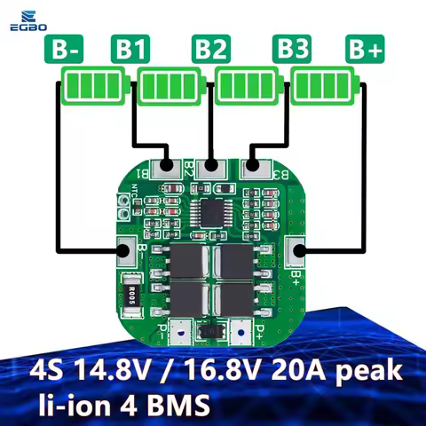EGBO 4S 14.8V / 16.8V 20A peak li-ion 4 BMS PCM battery protection board bms pcm for lithium LicoO2 