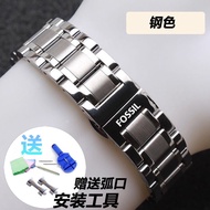 Fossil Watch Band Steel Band Stainless Steel Butterfly Buckle Bracelet Male Fossil Strap Accessories 18/20/22mm Female High Quality Genuine Leather Watch Straps Cowhide