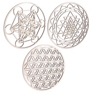 yunhaoSK-3Pcs/Set Sacred Geomtry Wall Art Set Wooden Wall Art Sacred Geometry Art Sculpture Wall Dec