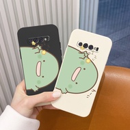 Green Cute Monster Liquid Silicone Soft Phone Case For Samsung Galaxy S10 S9 Plus S10E Phone Cover