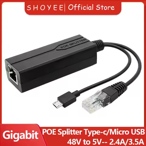 POE Splitter 48V to 5V Micro USB tpye-C 100Mbps and1000Mbps Gigabit POE Camera Injector Power Supply