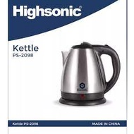 100% ORIGINAL, Kettle Highsonic HS-2098 Cordless Jug –Water Boiler 2.0L
