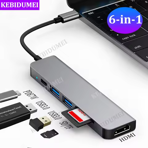 6-IN-1 USB C Docking Station USB 3.0 HUB USB C HUB 4K Type C to HDMI Adapter USB Splitter Adapter OT