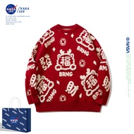 เสื้อสเวตเตอร์เด็กผู้หญิงสีแดง NASA ชุดราชวงศ์ถังมังกรฤดูหนาวปี2024ชุดตรุษจีนสำหรับเด็กฉลองปีใหม่ปีนักษัตรตัวเองเด็กชาย