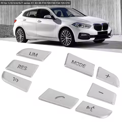 8 Pcs Silver Low-End Steering Wheel Button Stickers For 1/2/3/4/5/7 series X1 X3 X5 F10 F20 F30 F34 