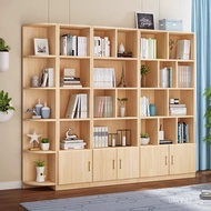 Storage with Doors Free Children's Solid Wood Combination Grid Bookshelf Modern Bookcase Floor-stand
