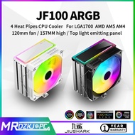 JIUSHARK JF100 ARGB CPU Cooler 120mm Fan White Black 4 Heat Pipes Luminous Top Cover For Intel LGA17