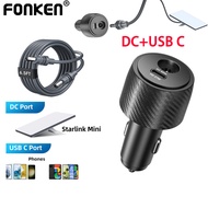 Fonken Starlink Mini Car Charger 30V 2A DC+USB C 27W Car Charger Adapter