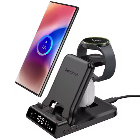 SwanScout 701S Charger for Galaxy Watch Ultra 8 7 6 Charging Station for Samsung S25 Ultra S24+ Z Fl