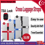 🇸🇬 [In Stock]Cross luggage strap TSA luggage strap with 3-dial combination lock Customs lock suitabl