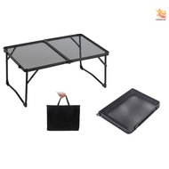 OUTTX Camping Folding Table Outdoor Picnic Table Foldable Beach Table Mesh Top Grill Table