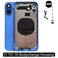 Rear Back Cover For iphone 11 To 16 Back GLASS Battery Middle Frame Replacement Frame Bodychange Hou