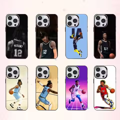 Basketball J-Ja M-Morant 12 Phone Case For iPhone17,16,15,14,13,12,11 Plus,Pro Max Colored Silver Pl