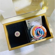 HimHip Gift Set Premium Silk Scarf 53x53cm & Brooch with Card Box Bag SCA-L95