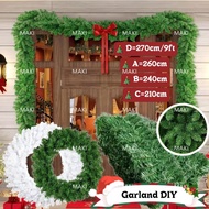 9FT White/Green Garland For Christmas Tree,Christmas Wreath,Christmas decorations,Christmas Garland
