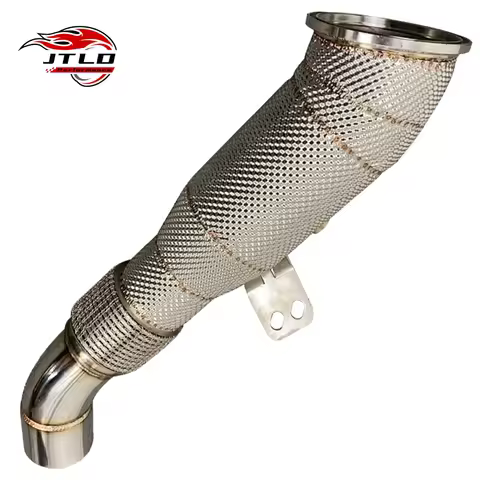 Stainless Steel Euro 5 Straight Pipe Exhaust Downpipe with Heat Shield for BMW B58 M140i M240i M340i