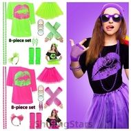 1980s Prom 80s Necklace Headband Gloves Knee Pads Bracelet Glasses Set Era Dance Party Dress Up Hall