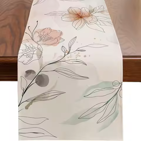 1pc Table Runner Watercolor Pink Floral Table Runner Restaurant Decoration Table Runner Wedding Holi