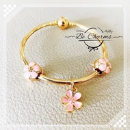 SL1 Be Charms Gold Plated Bangle Charms Pink
