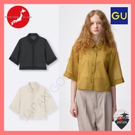 【GU】New in June 2025 GU Japan store limited sheer shirt (5/8 sleeve) Q 09 BLACK 30 NATURAL 48 YELLOW