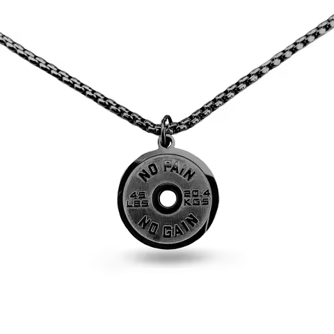 Men's STAINLESS STEEL Weightlifting Plate Barbell Dumbbell Necklace Fitness Gym Pendant Necklace Bod