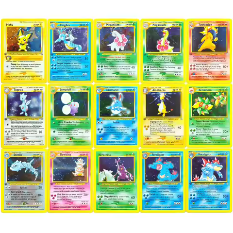 Porxy PKM Cards Neo Genesis 1st Edition Lugia Typhlosion Feraligatr Meganium Pichu 9/111Holo English