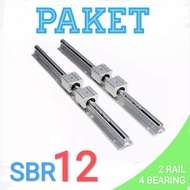 PAKET SET RAIL GUIDE LINEAR SBR12 SBR 12 SHAFT + 4 BLOCK SBR12UU