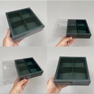 HIJAU Dark green box with 4 egg tarts, size per partition, 8x8x5 cm, egg tart, fruit tart, etc. (Pri