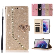 Shiny Leather Case Samsung A72 A52 A42 A32 A12 A02S A71 A51 5G 4G Luxury Fashion Flip Wallet Buckle Card Cover Magnetic Attraction Soft Cover Casing Phone Case BOX Casing Bracket Protective Shell Colorful Wallet Case