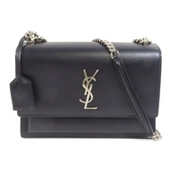 SAINT LAURENT 牛皮皮革Sunset Medium銀扣肩背袋